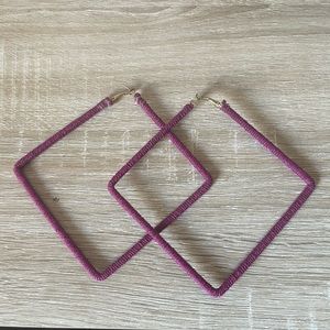 LAST CHANCE OOAK Maroon Square Hoop Earrings
